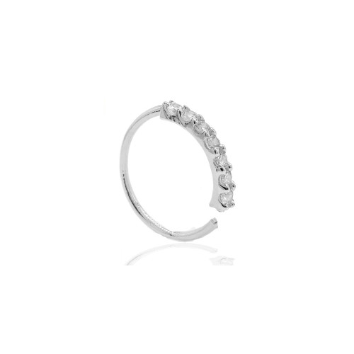 14 Karat Solid Gold Hoop Piercing with 7 Prong 1.5mm Lab Created Diamond