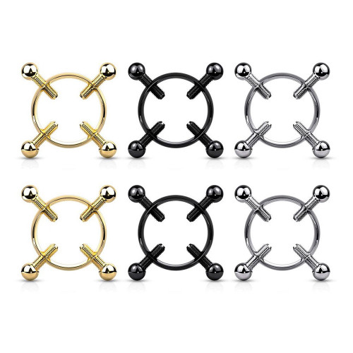 Screw Bolt Clip on Nipple Ring