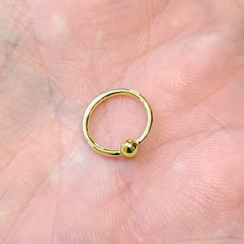 14K Solid Gold Fixed Captive Bead Ring