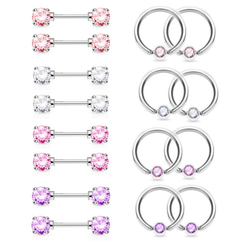 Captive Ring CZ Nipple Barbell