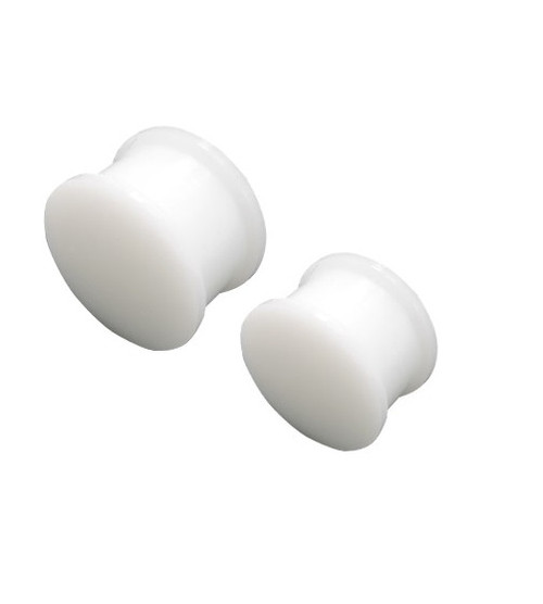Pair of Large Gauge White Flexible Silicone Ear Plug (000 gauge to 3/4inch)