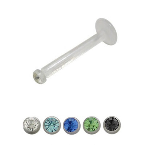 Labret Monroe Clear BioFlex with Clear Bezel Set Gem - Out of Stock Labret Monroe Clear BioFlex with Clear Bezel Set Gem - Out of Stock
