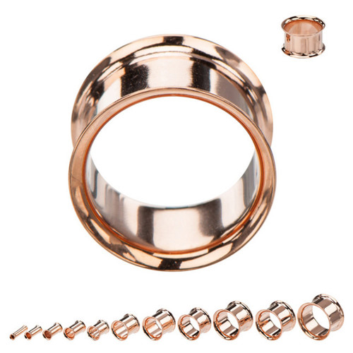 PVD Rose Gold Large Double Flare Ear Tunnels Plugs