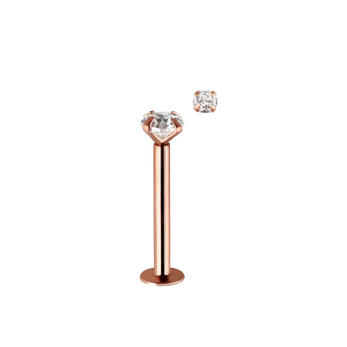 Labret ring 14 karat solid rose gold with push in ends and clear cubic zirconias Ear Lip and more