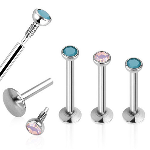 Bezel Opal Top Labret Studs Lip Piercings