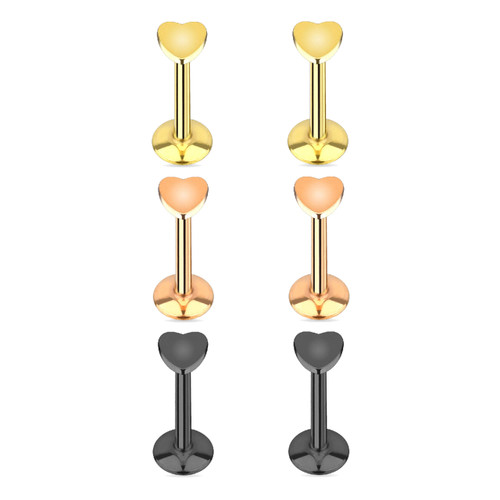 Top Heart Flat Back Labret Studs Top Heart Flat Back Labret Studs