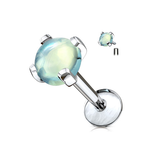 Jade Green Semi Precious Stone Labret Studs