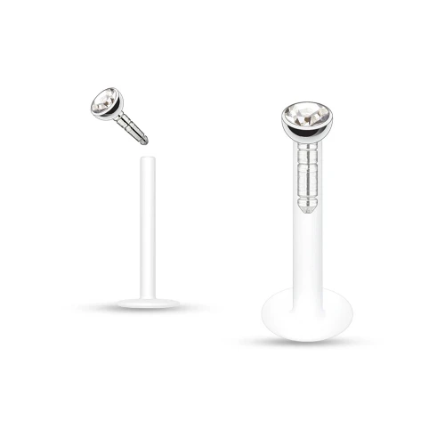 Clear CZ Top Acrylic Labret Stud Piercing
