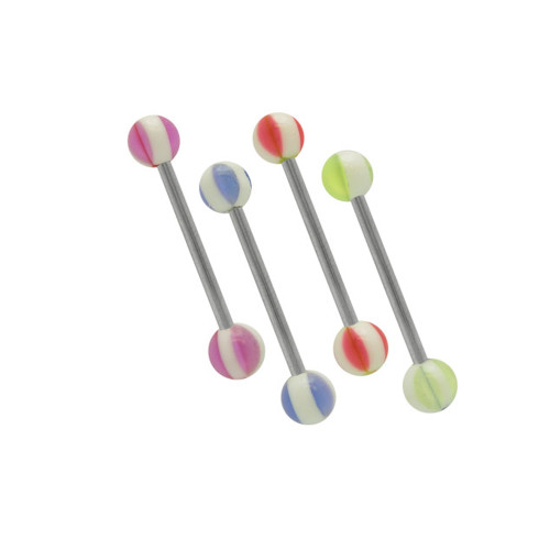 Multi Color Design Acrylic Barbell Tongue Rings