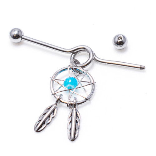 Dangle Dream Catcher Industrial Barbell