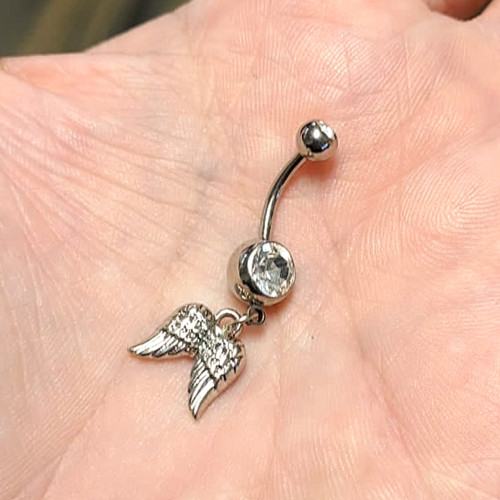 14G Angel Wings Dangle Belly Ring