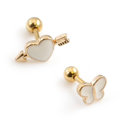 PVD Gold Arrow Heart Butterfly Cartilage Barbells