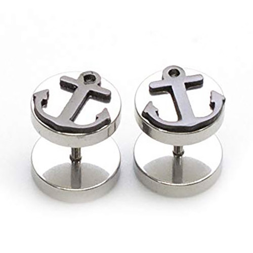 PVD Black Faux Gauges Ear Plugs Earrings