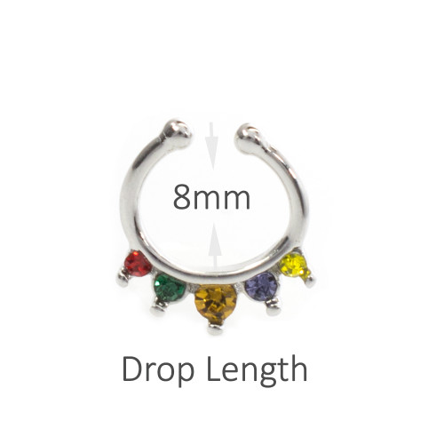 Septum Hanger Non-Piercing with Paved Line Prong Setting CZ Gems