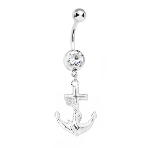 Anchor Dangle CZ Belly Button Rings