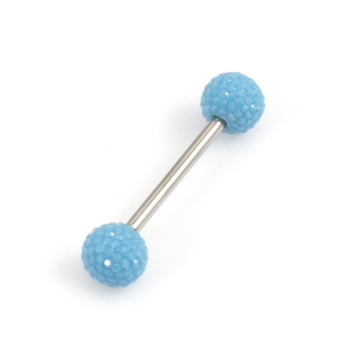 Tongue Barbell with Acrylic Textured Designed Balls 14ga 5/8 inches -15mm