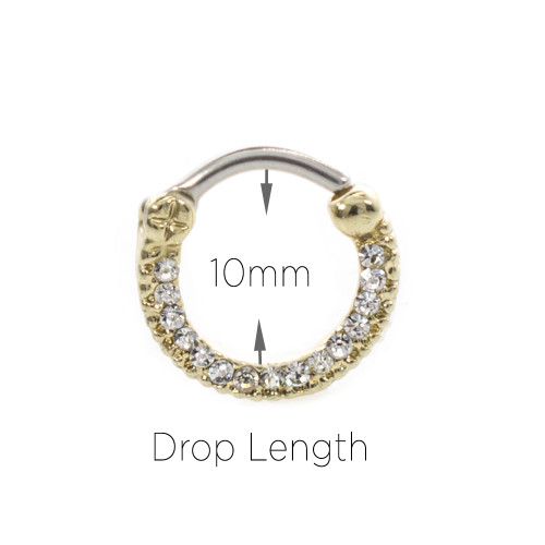 Septum Nose Clicker with Cz Jewels 16g Gold IP