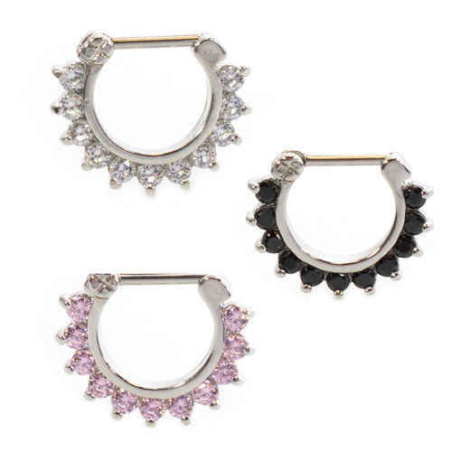 Prong CZ Septum Clicker Hoop