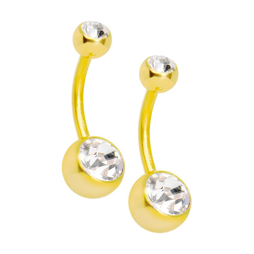 PVD Gold Ball CZ Belly Button Rings