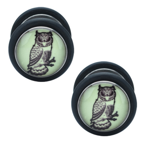 Glow in Dark Owl Fake Ear Plugs Glow in Dark Owl Fake Ear Plugs