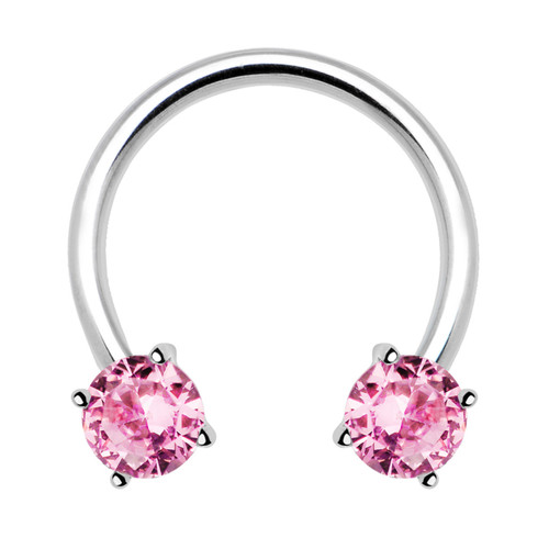 Pink CZ Circular Barbell