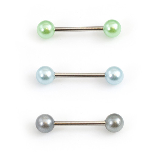 Acrylic Pearl Tongue Barbells Rings