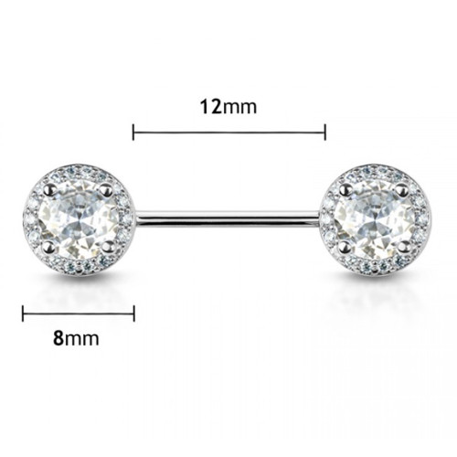 14G Pearl Halo CZ Nipple Barbells Rings Piercings Jewelry