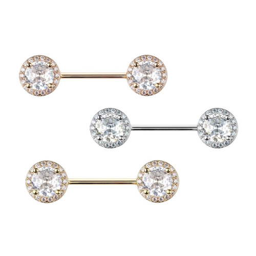 Halo Frame CZ Nipple Barbells Piercings