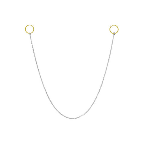 Dangle Nipple Chain PVD Gold Spring Loaded Hoops