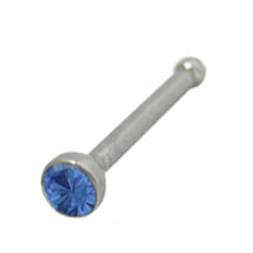 Bezel Set Blue CZ Nose Bone Studs Piercings