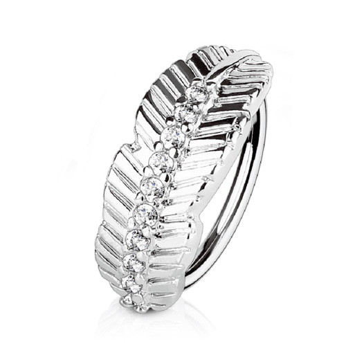 Surgical Steel Paved CZ Leaf Bendable Hoop
