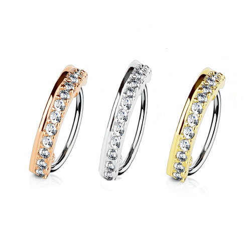 Paved Half Circle CZ Bendable Hoop Cartilage Rings