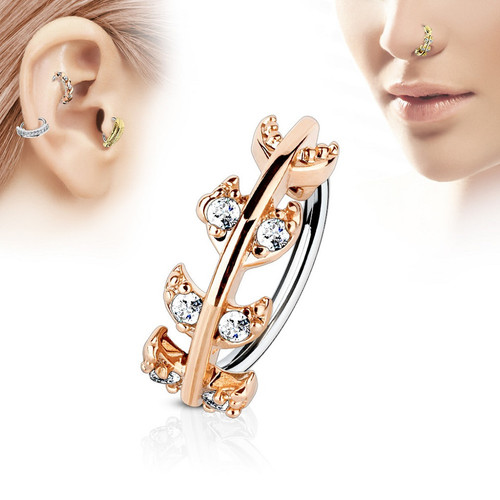Prong Set Paved CZ Vine Bendable Hoop Rings Nose Earring Cartilage Piercings Jewelry