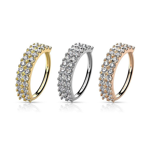 Double Paved CZ Bendable Hoop Piercing