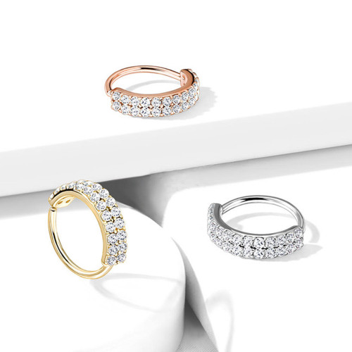 20G Double Lined CZ Nose Rings Bendable Hoop Piercing