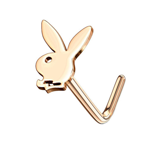 PVD Rose Gold Playboy L Shaped Nose Studs