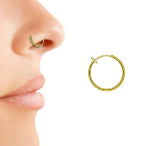 PVD Gold Spring Loaded Hoops Nose Rings