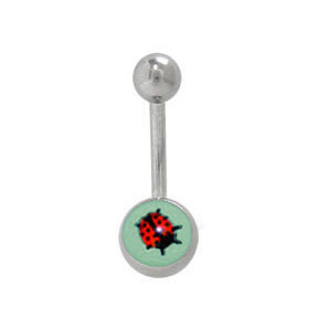 Red Ladybug 14G Belly Button Ring