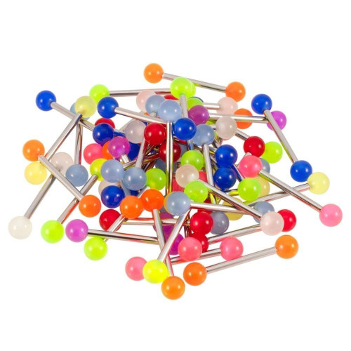 Steel Barbells with UV Light Acrylic Balls 20 Pack