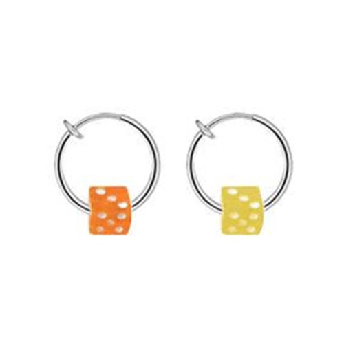 Acrylic Dice Ball Spring Loaded Hoops Earrings