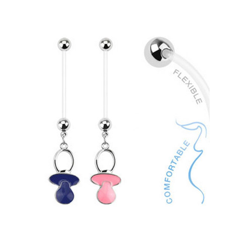 14ga Baby Pacifier Dangle Bioflex Pregnancy Navel Ring 14ga Baby Pacifier Dangle Bioflex Pregnancy Navel Ring