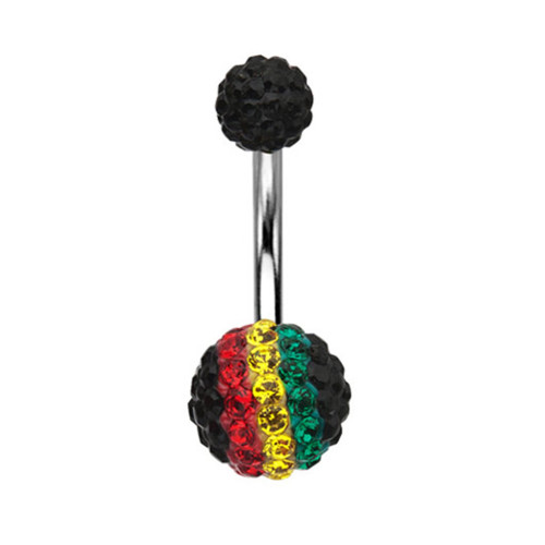 14G Black Ferido Gems Belly Ring