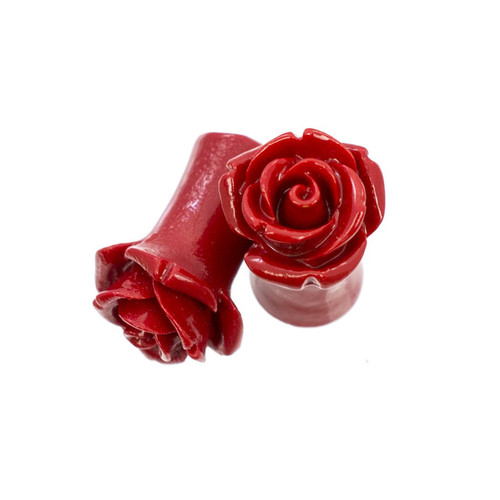 Red Rose Ear Gauges Plugs