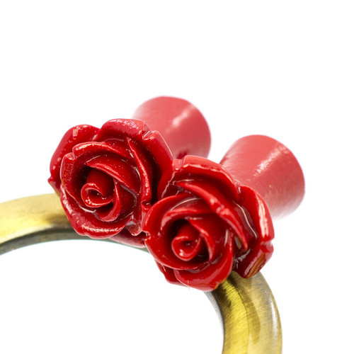 Resin Red Rose Plugs Ear Gauges