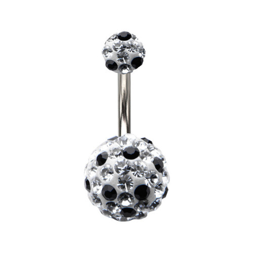 Clear Black CZ Double Ferido Gems Belly Button Rings Piercings