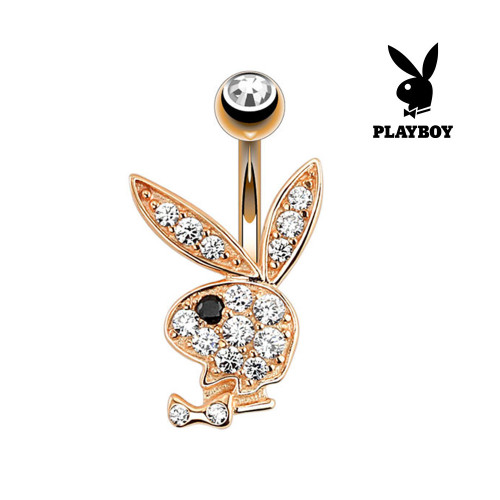 PVD Rose Gold Bunny Playboy CZ Belly Rings