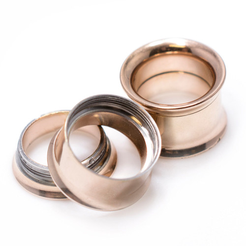 PVD Rose Gold Double Flare Screw Fit Tunnels