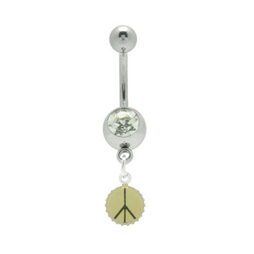 Peace Symbol Dangle Belly Rings