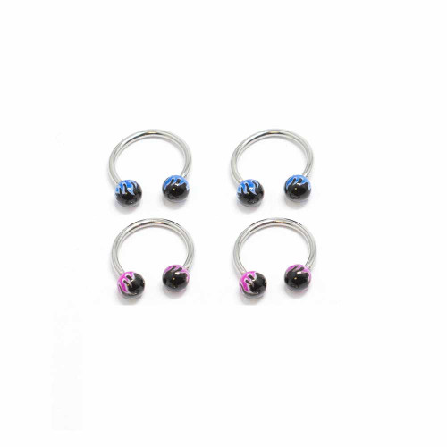 Circular Barbell Flame Bead 16G Surgical Steel Jewelry- 4pc