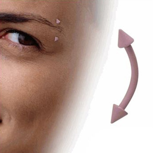 Spike End PVD Pink Curved Eyebrow Barbells 16G 10mm